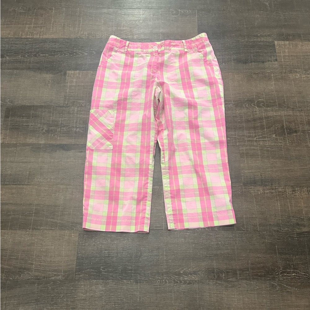 Lilly Pulitzer Vintage Pink and Green Plaid Capris Size 8 - Picture 1 of 6